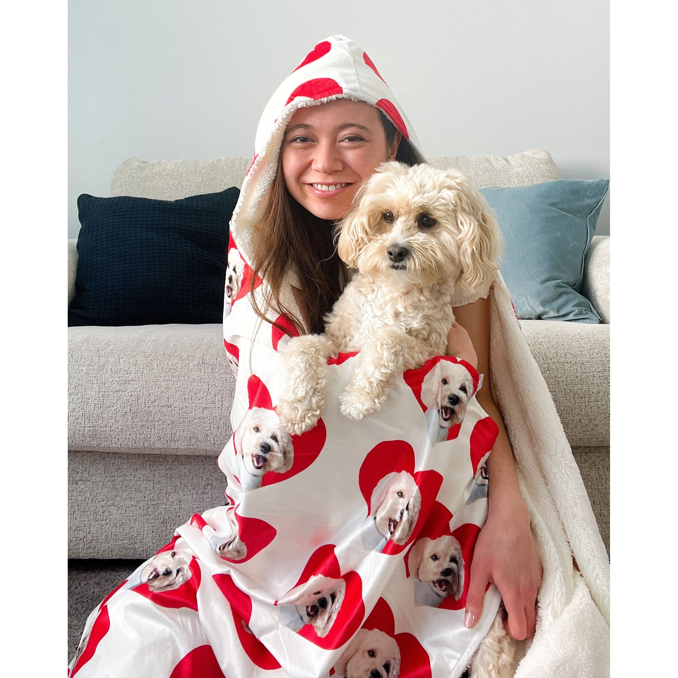 Hooded Blanket - Super Soft Fleece with Pet Face Pattern