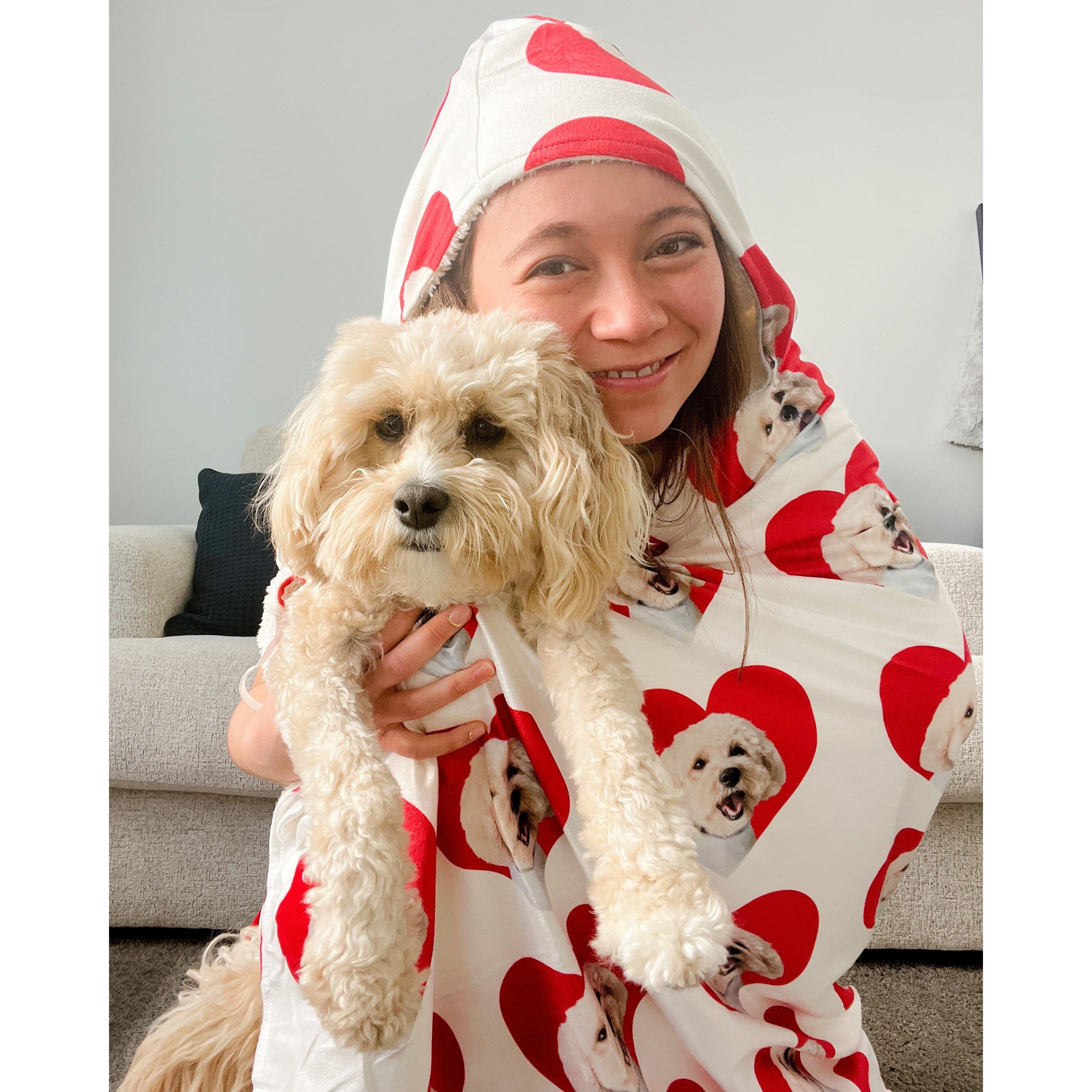 Hooded Blanket - Super Soft Fleece with Pet Face Pattern