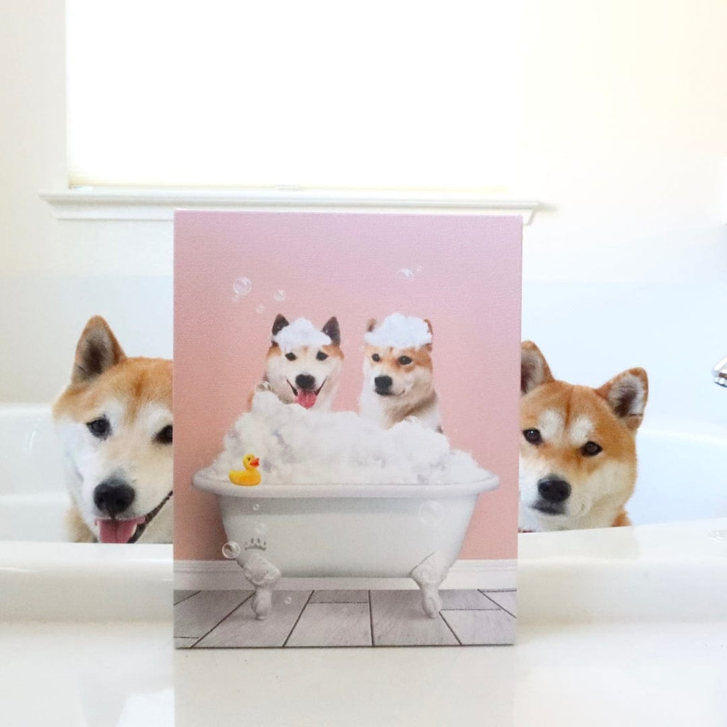 Bath Tub Pet Portrait (Two Pets) - Custom Pet Art
