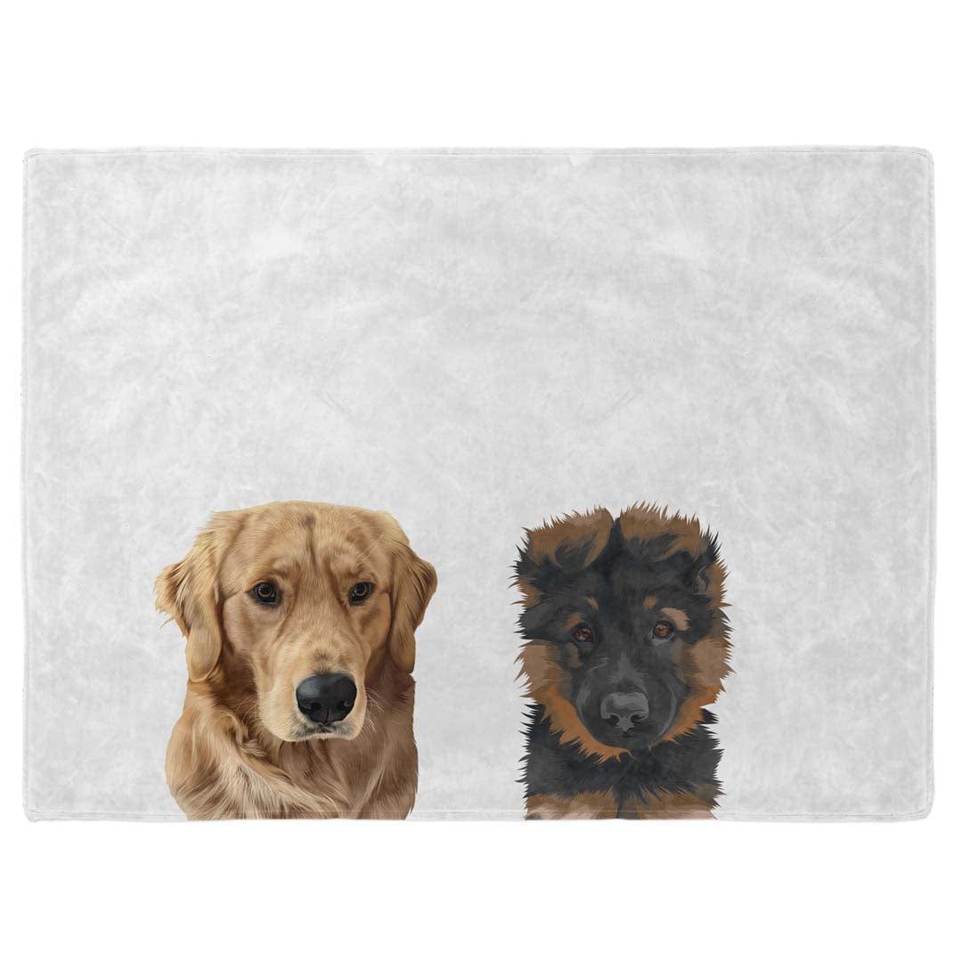"Crown and Paw - Blanket Modern Pet Face Blanket - Two Pets 30"" x 40"" / Without Name"