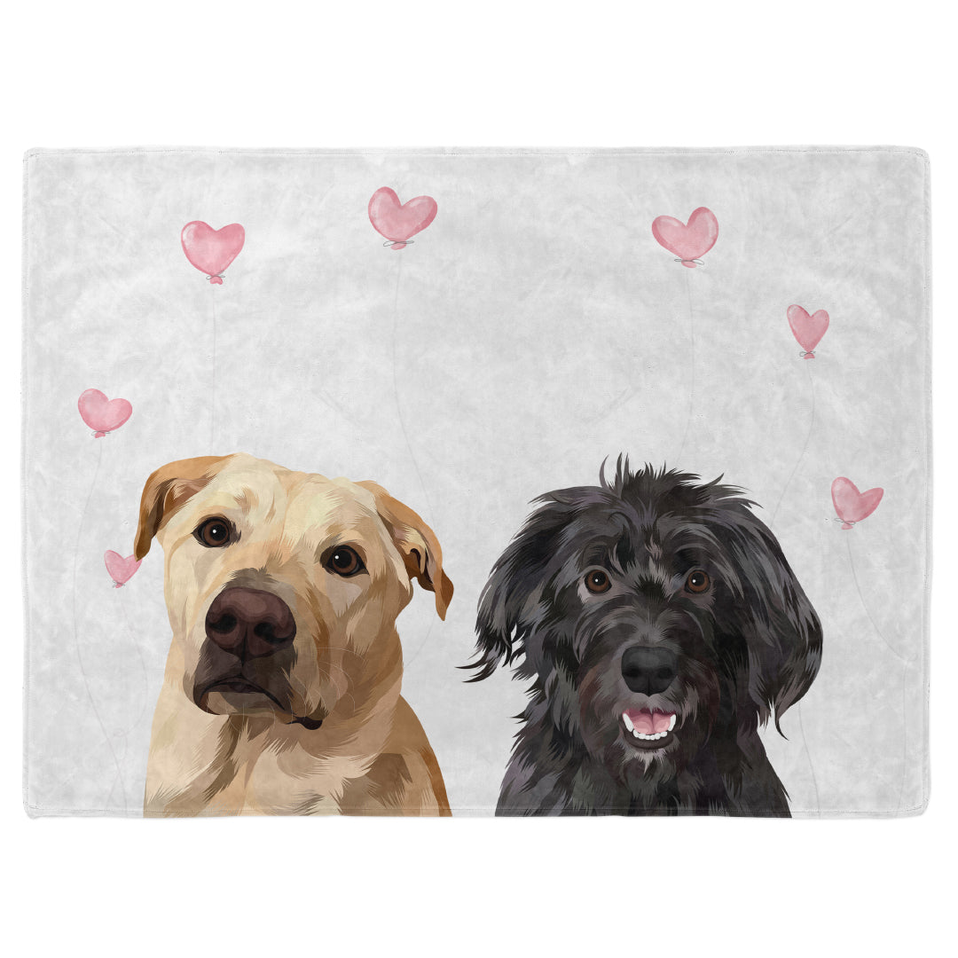 Valentines Pet Face Blanket - Two Pets