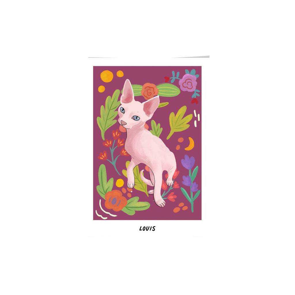 "Premium Watercolor Pet Portrait - One Pet, Framed Poster"