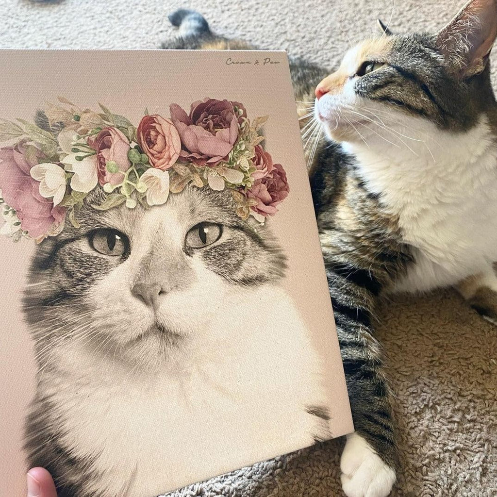 Floral Crown Pet Portrait - Custom Canvas