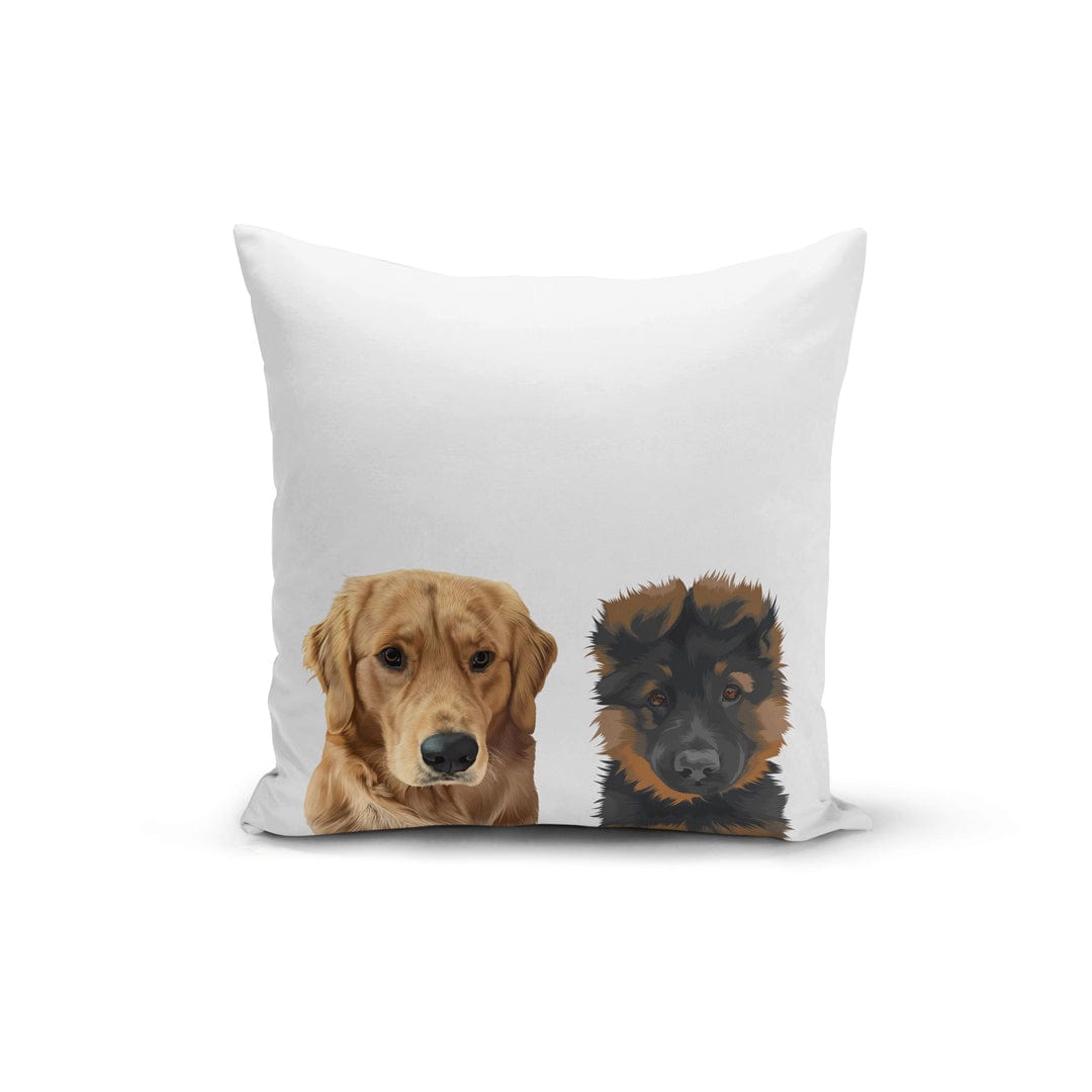 "Crown and Paw - Throw Pillow Modern Pet Face Throw Pillow - Two Pets 14"" x 14"" / Without Name"