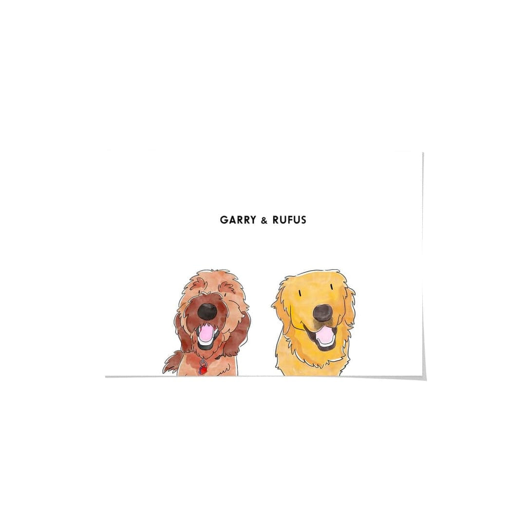 "Crown and Paw - Framed Poster Watercolor Pet Portrait - Two Pets, Framed Poster"