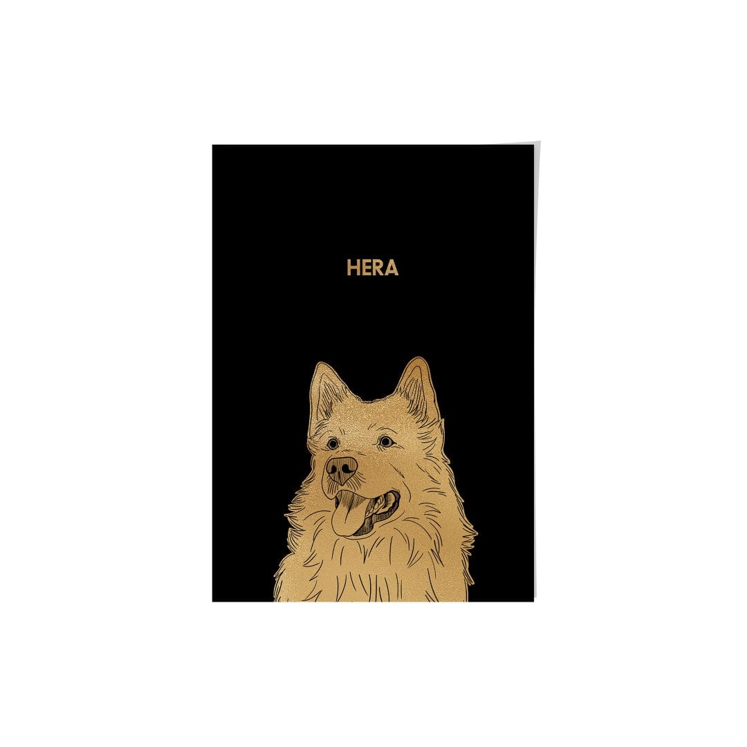 "Crown and Paw - Framed Poster Illustrated Gold Foil Pet Portrait - One Pet, Framed Print"