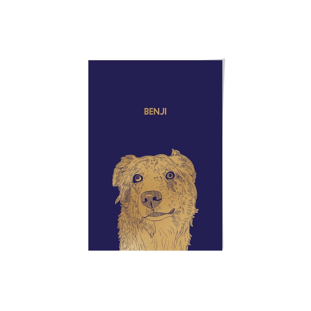 "Crown and Paw - Framed Poster Illustrated Gold Foil Pet Portrait - One Pet, Framed Print"
