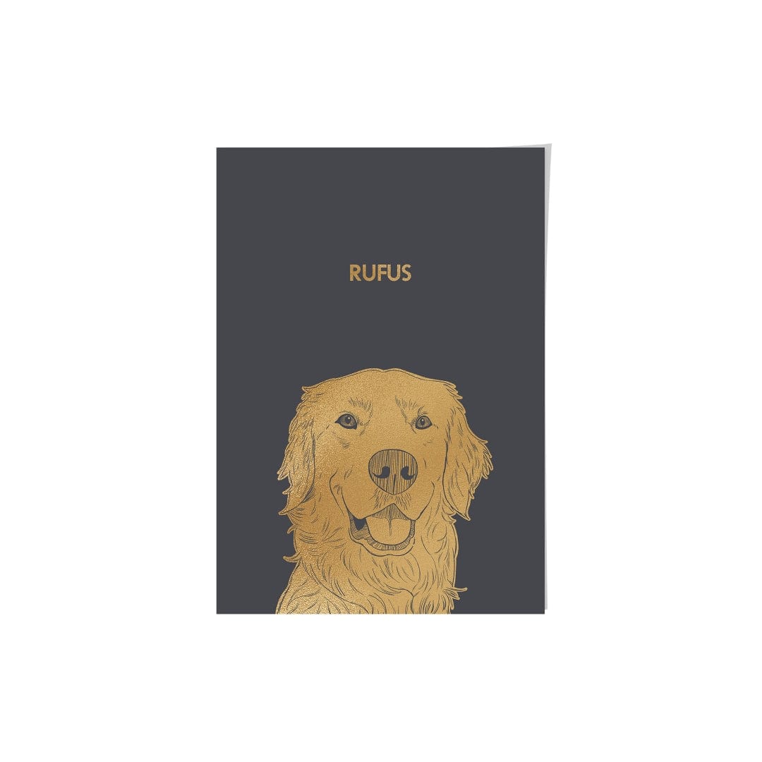 "Crown and Paw - Framed Poster Illustrated Gold Foil Pet Portrait - One Pet, Framed Print"