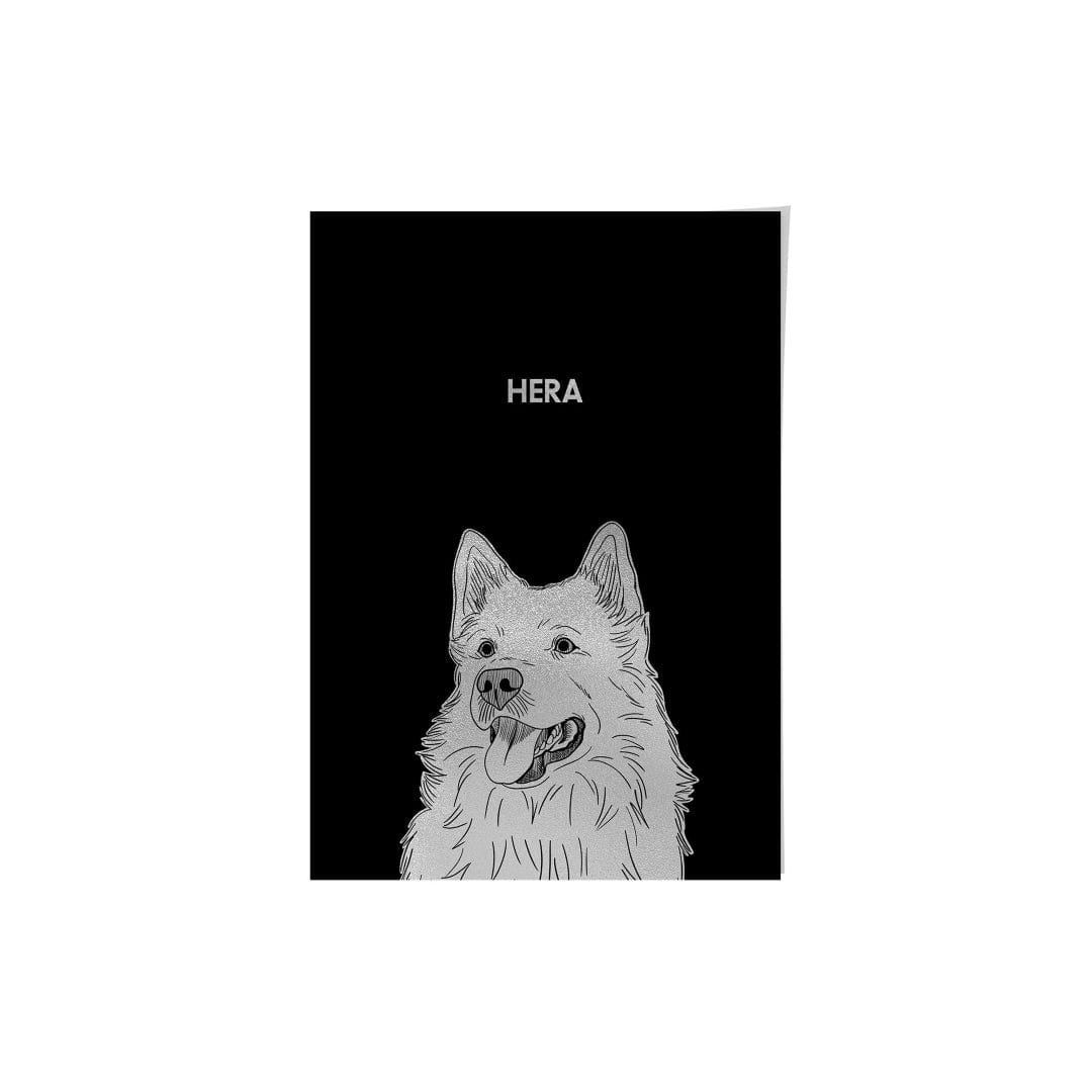"Crown and Paw - Framed Poster Illustrated Silver Foil Pet Portrait - One Pet, Framed Print"