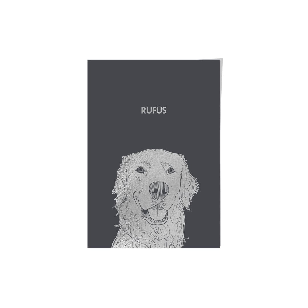 "Crown and Paw - Framed Poster Illustrated Silver Foil Pet Portrait - One Pet, Framed Print"