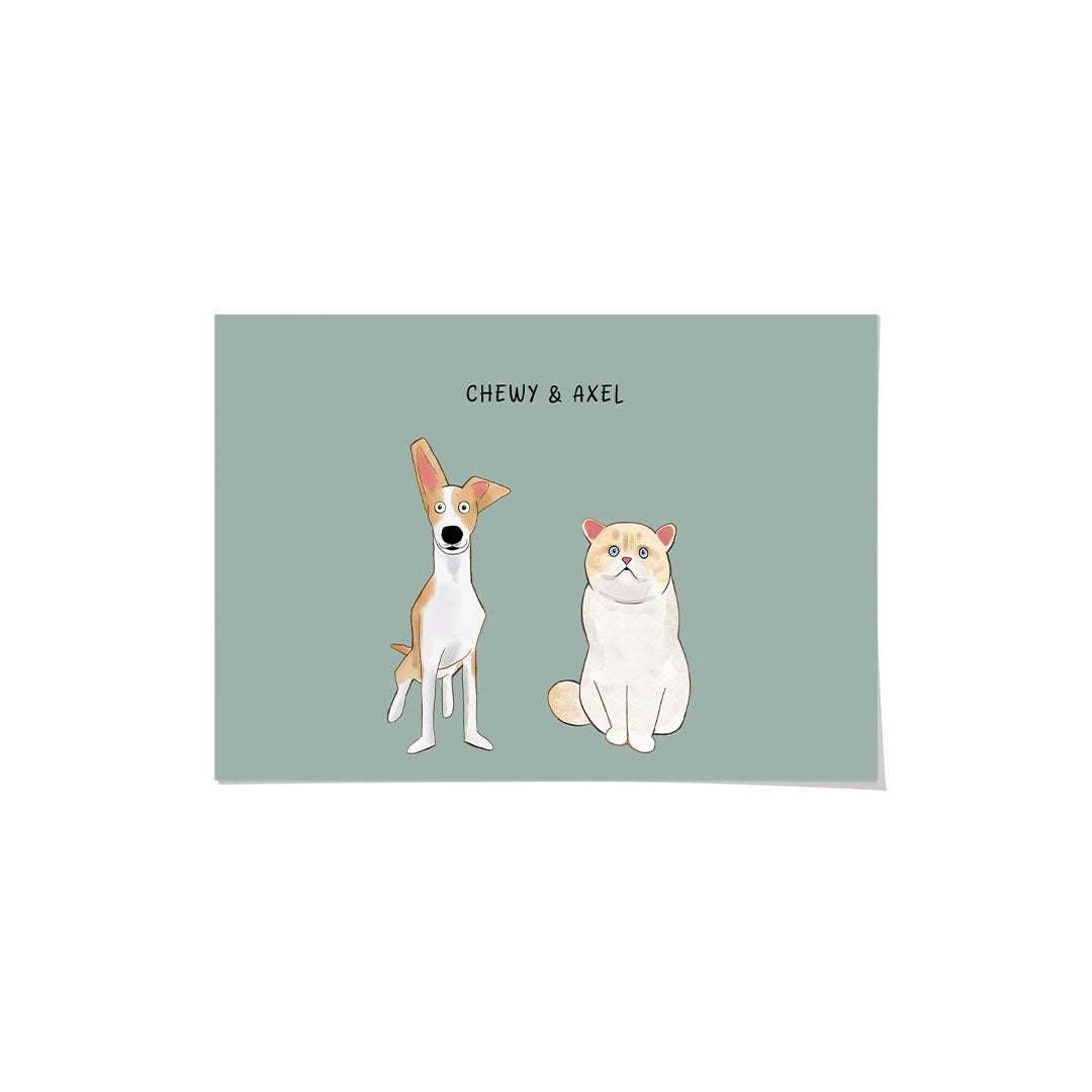 Funny Cartoon Pet Print - Two Pets