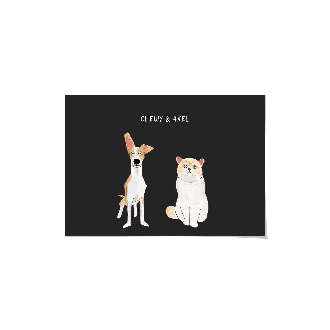 Funny Cartoon Pet Print - Two Pets