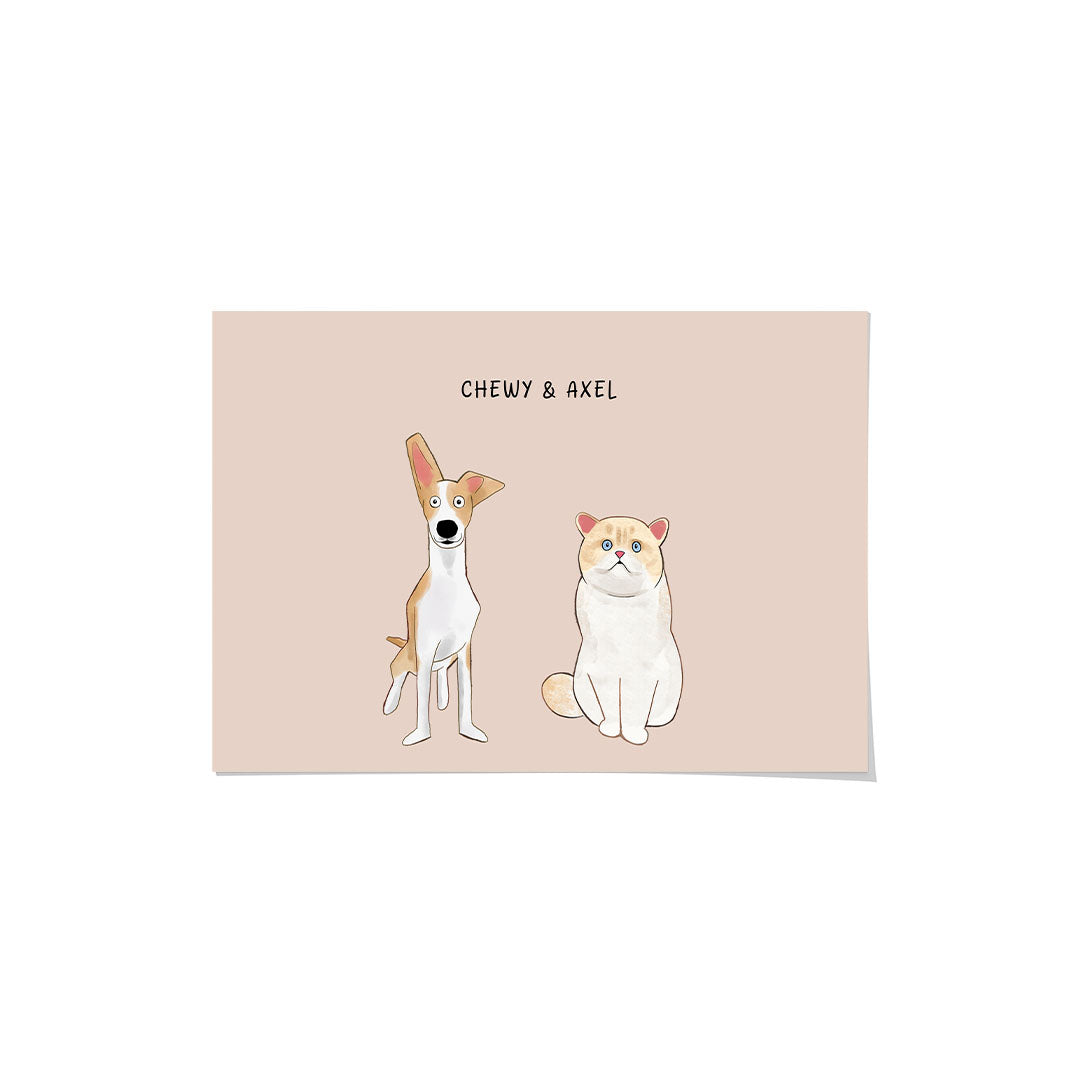 Funny Cartoon Pet Print - Two Pets