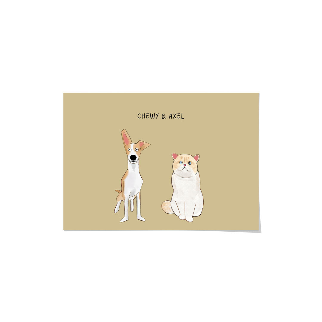 Funny Cartoon Pet Print - Two Pets