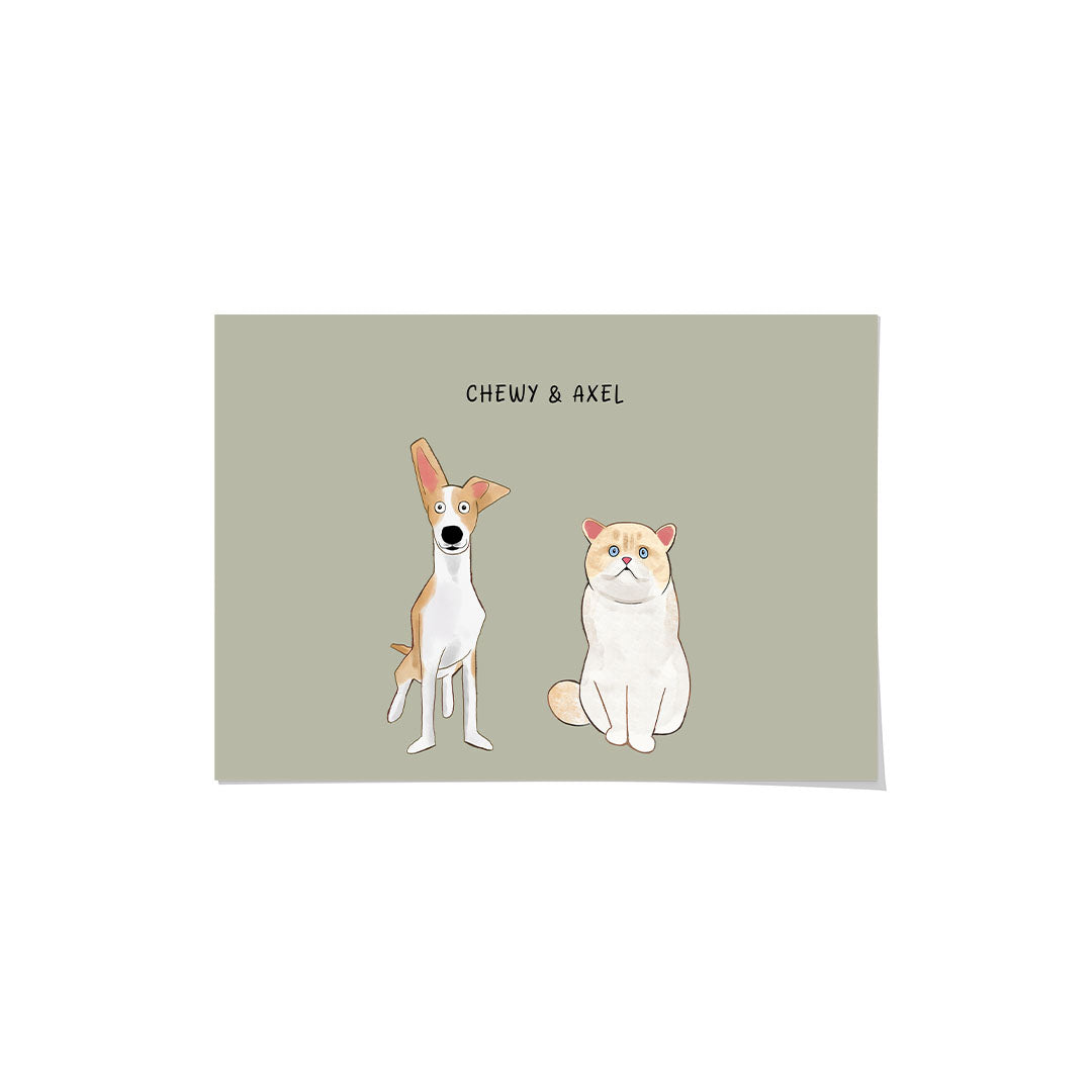 Funny Cartoon Pet Print - Two Pets