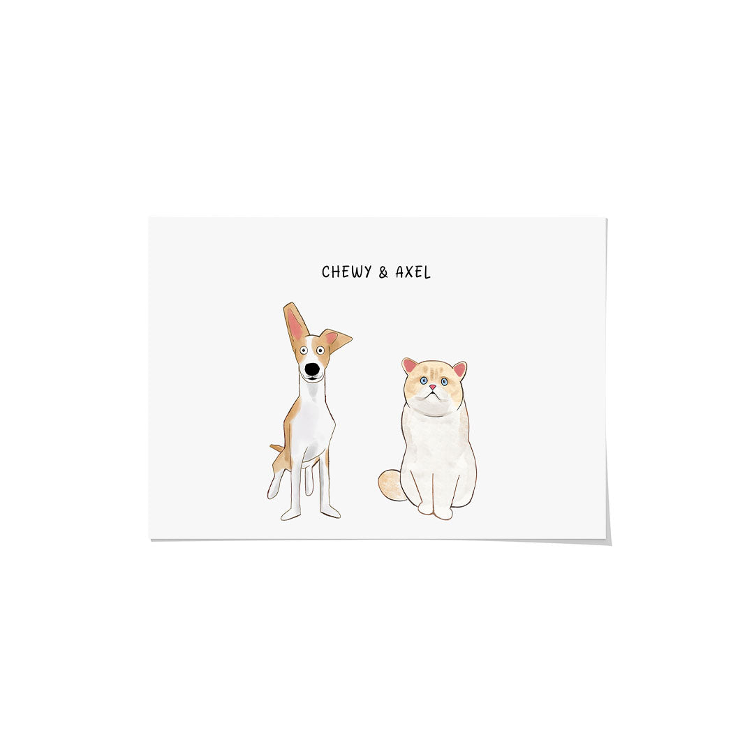 Funny Cartoon Pet Print - Two Pets