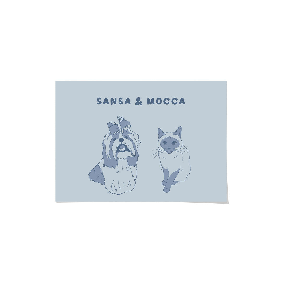 Two Tone Pet Portrait - Two Pets