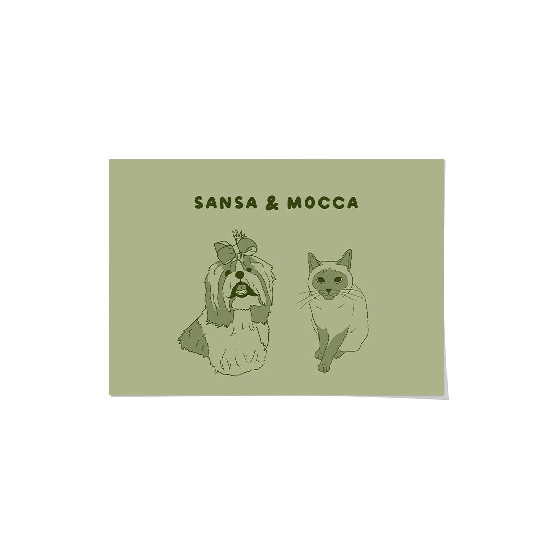 Two Tone Pet Portrait - Two Pets