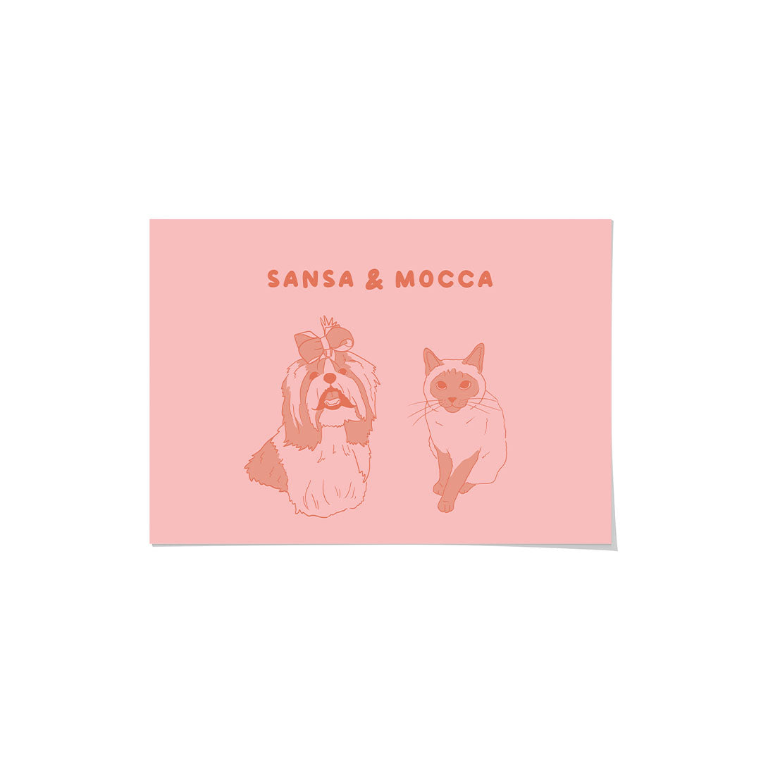 Two Tone Pet Portrait - Two Pets