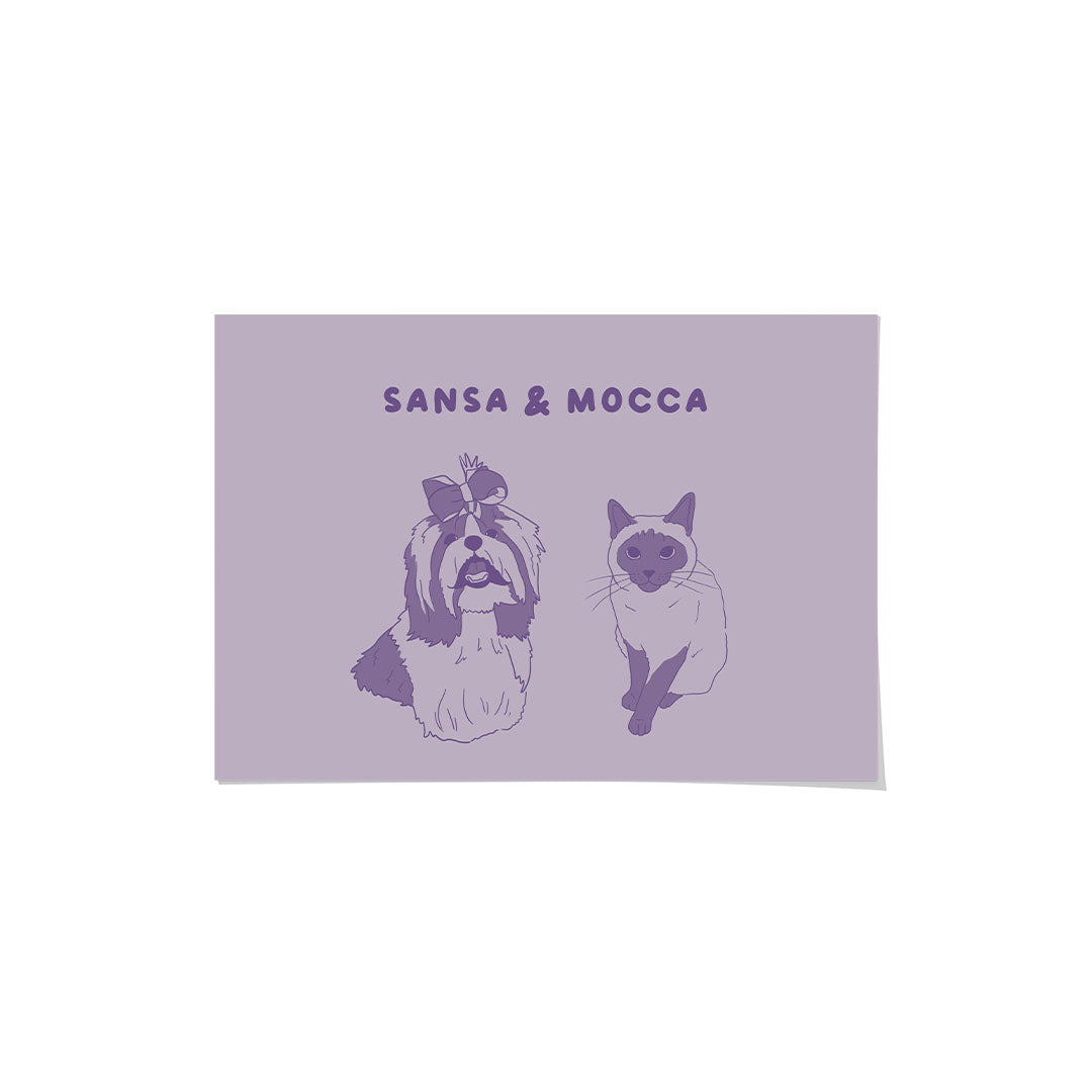 Two Tone Pet Portrait - Two Pets