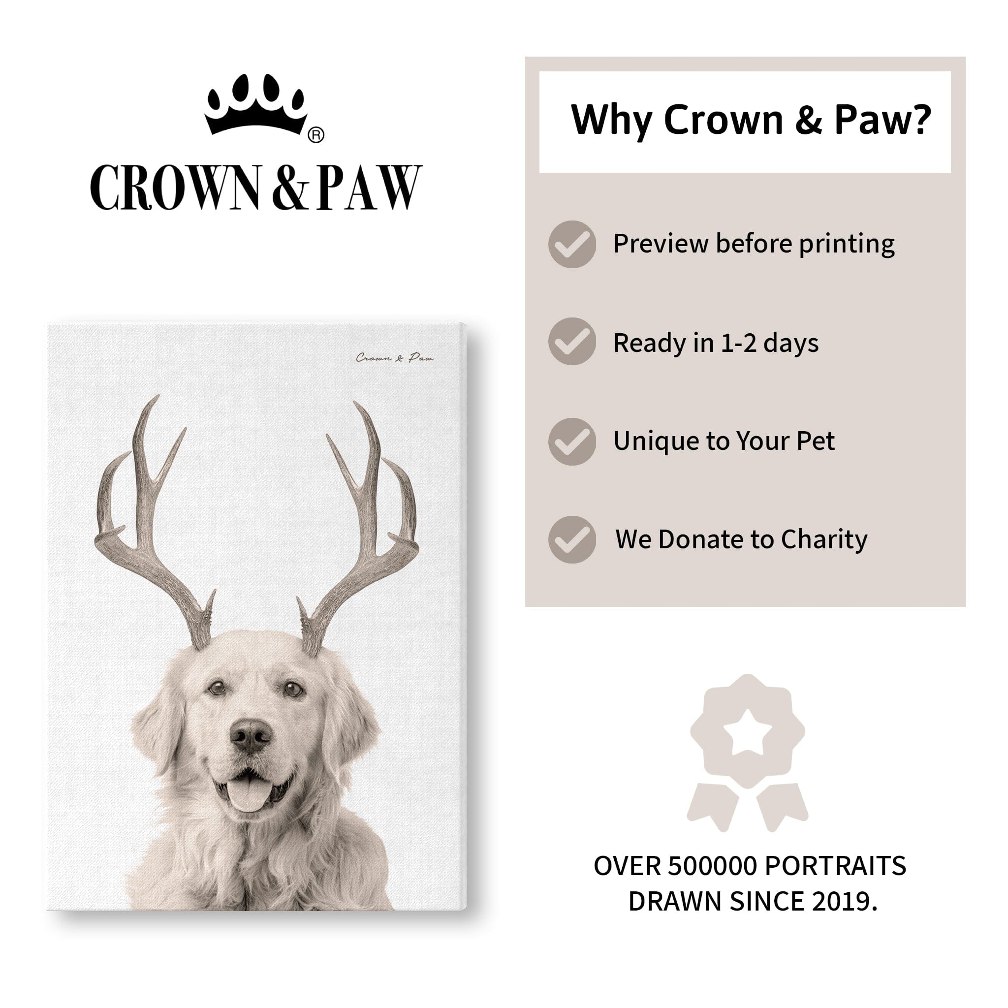 Pet With Antlers - Custom Canvas