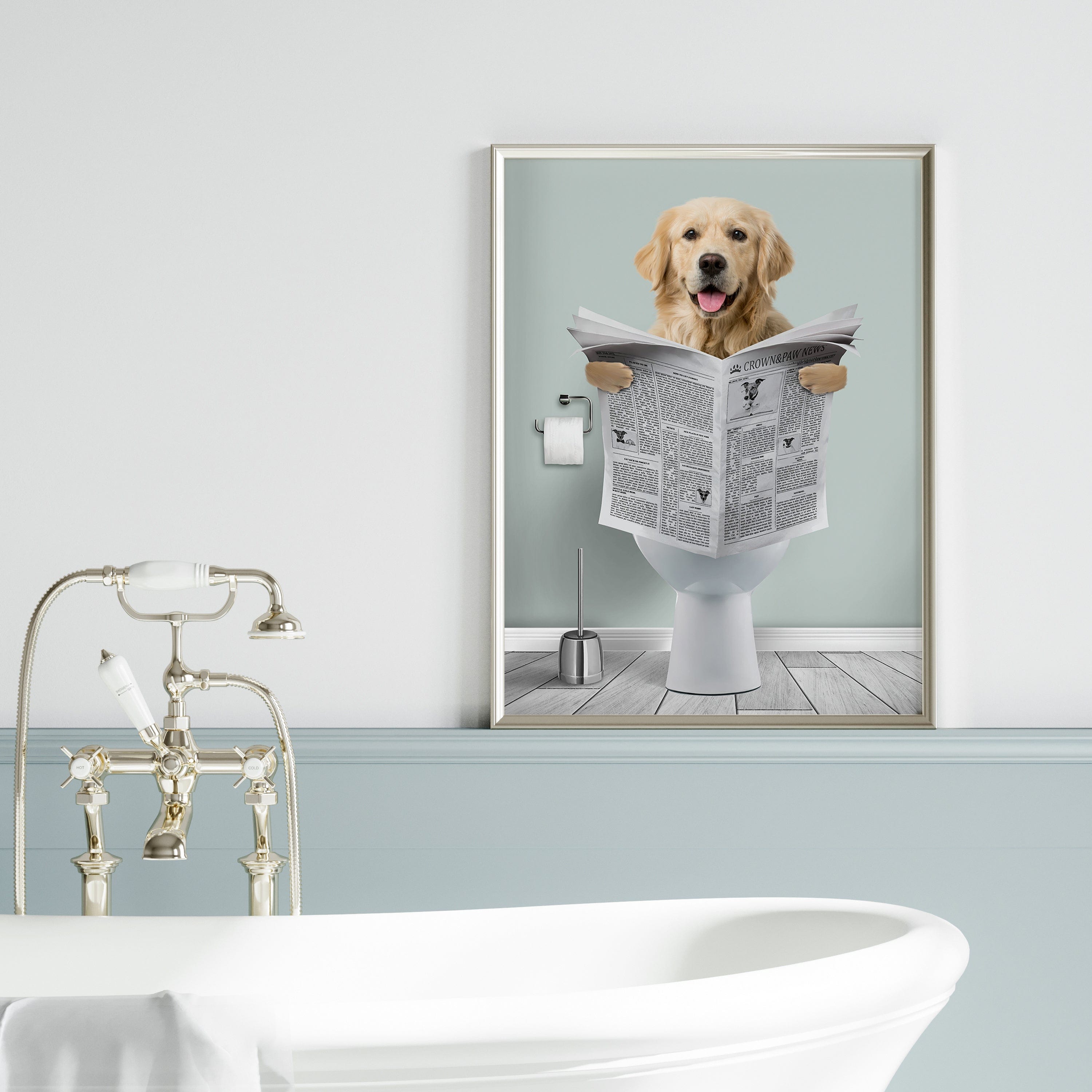 "Crown and Paw - Canvas Restroom Pet Portrait - Custom Pet Art Canvas 8"" x 10"" / Mint"