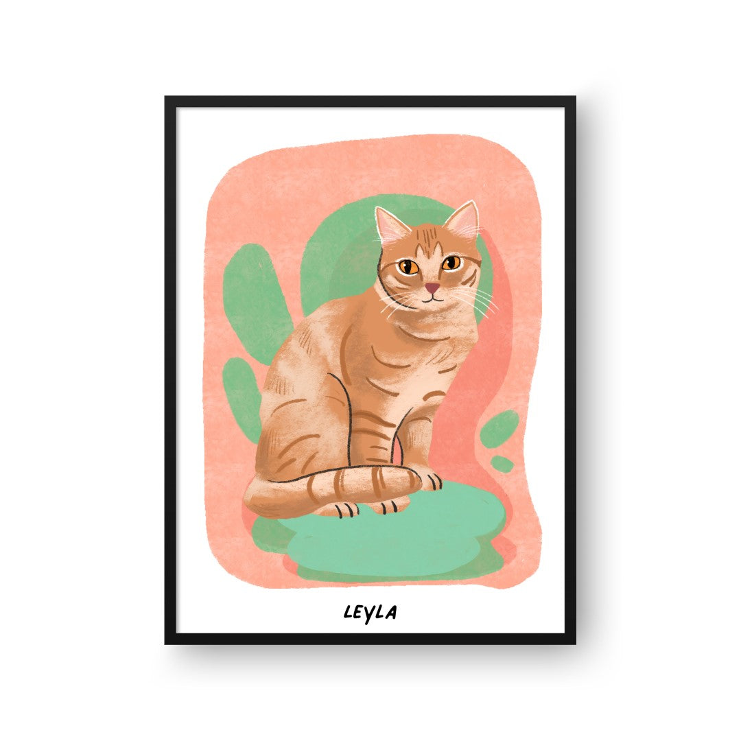 "Premium Watercolor Pet Portrait - One Pet, Framed Poster"