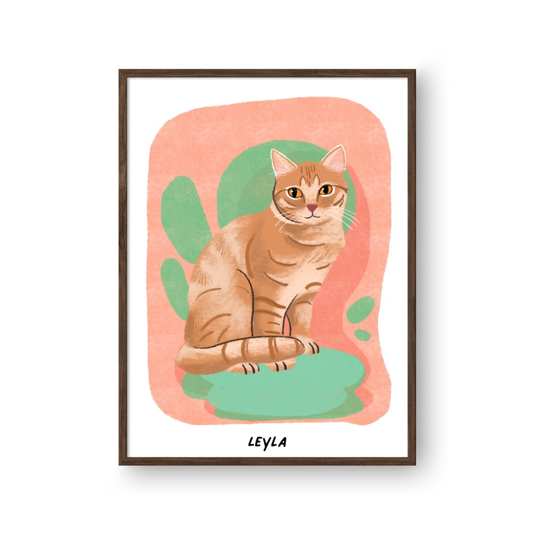 "Premium Watercolor Pet Portrait - One Pet, Framed Poster"