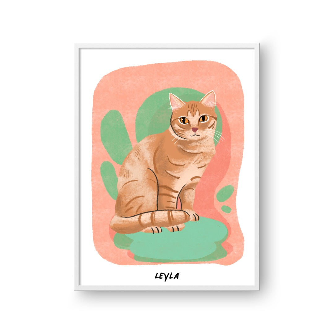 "Premium Watercolor Pet Portrait - One Pet, Framed Poster"