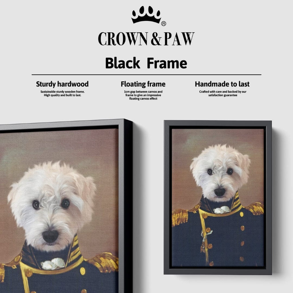 "Crown and Paw - Canvas The Admiral - Custom Pet Canvas 8"" x 10"" / Black"