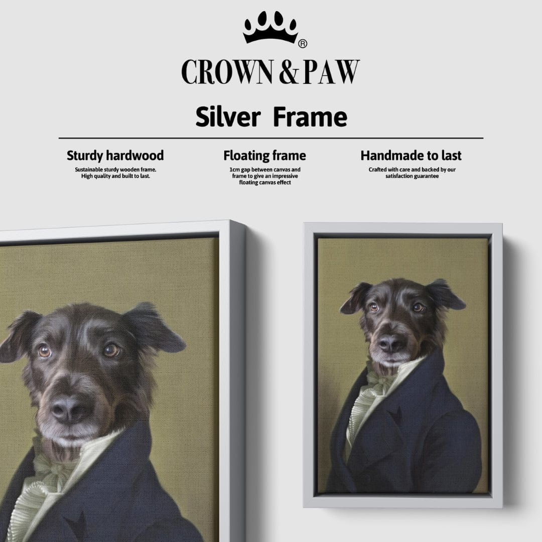 "Crown and Paw - Canvas The Ambassador - Custom Pet Canvas 8"" x 10"" / Silver"