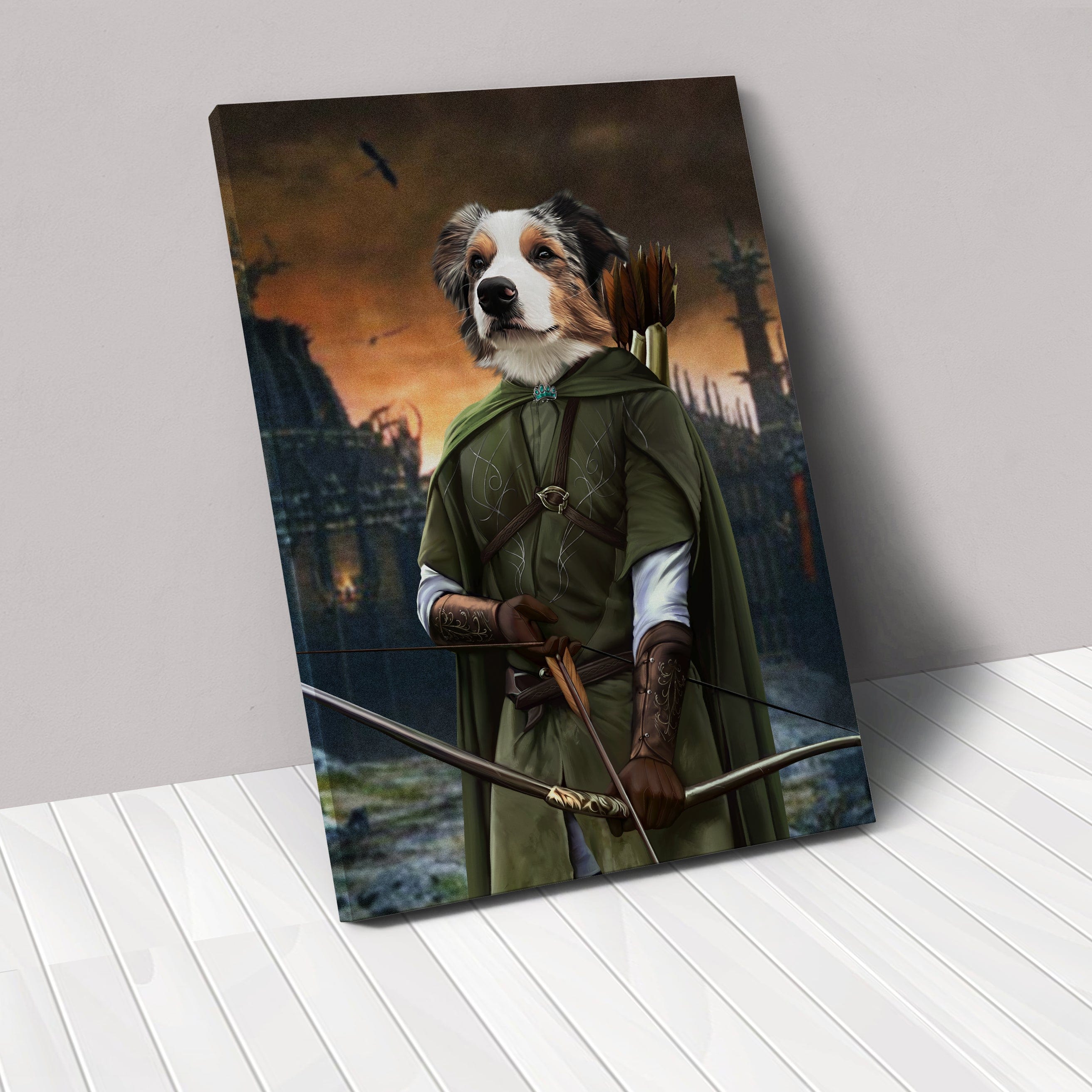 "Crown and Paw - Canvas The Archer - Custom Pet Canvas 8"" x 10"" / Background 4"