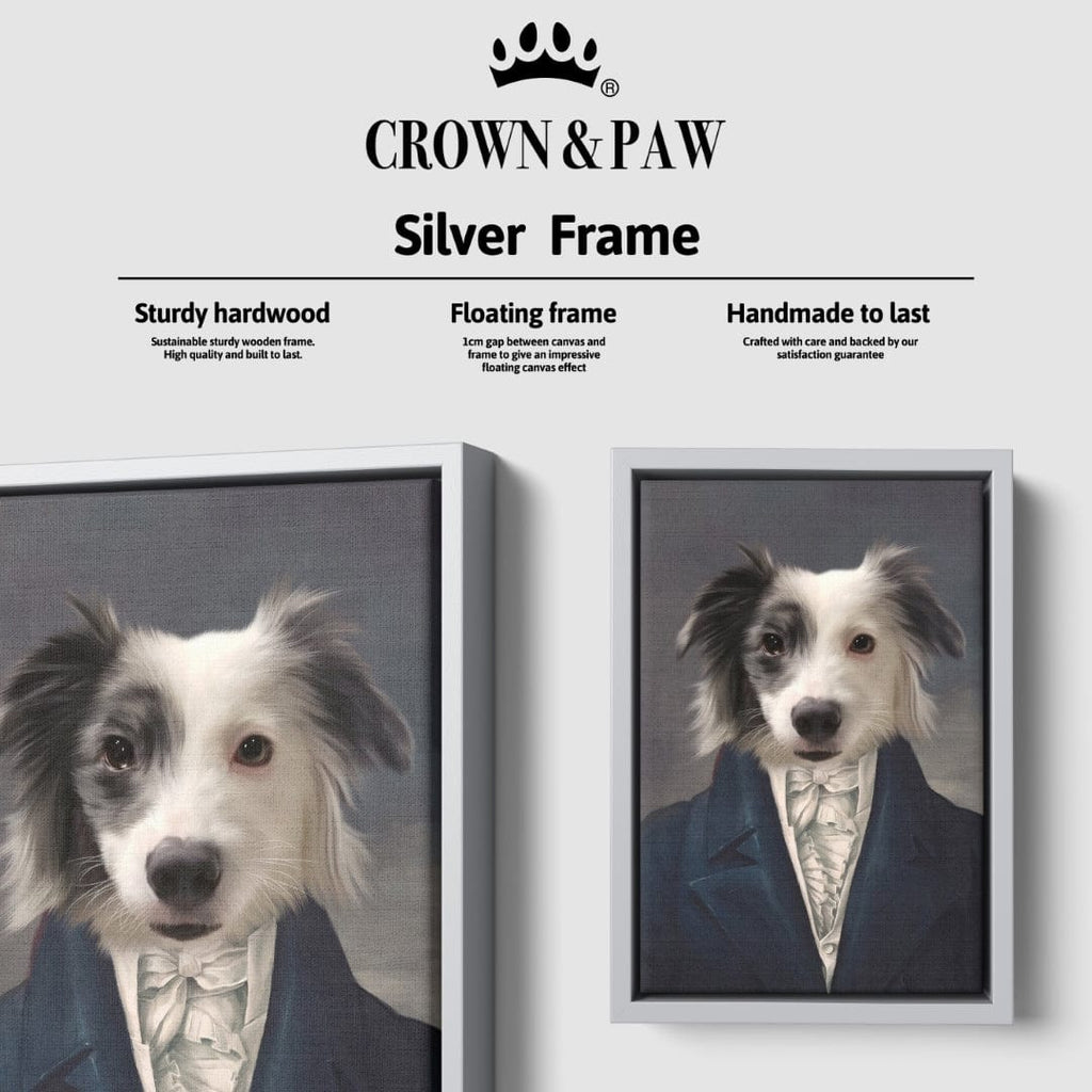 "Crown and Paw - Canvas The Aristocrat - Custom Pet Canvas 8"" x 10"" / Silver"