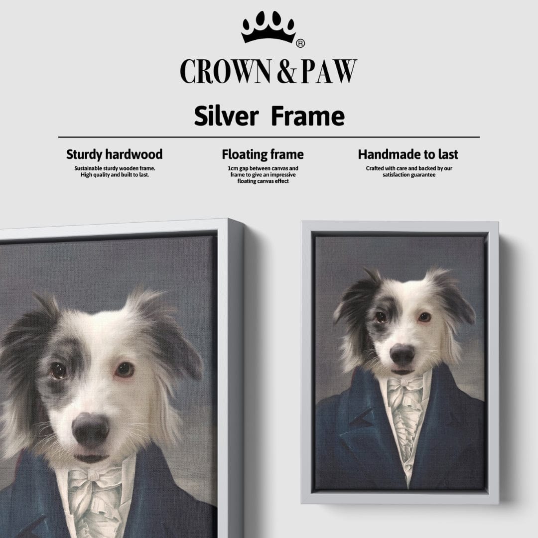 "Crown and Paw - Canvas The Aristocrat - Custom Pet Canvas 8"" x 10"" / Silver"