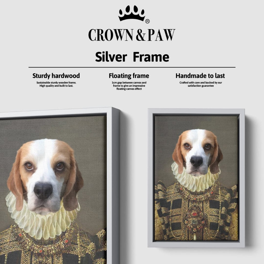 "Crown and Paw - Canvas The Dame - Custom Pet Canvas 8"" x 10"" / Silver"