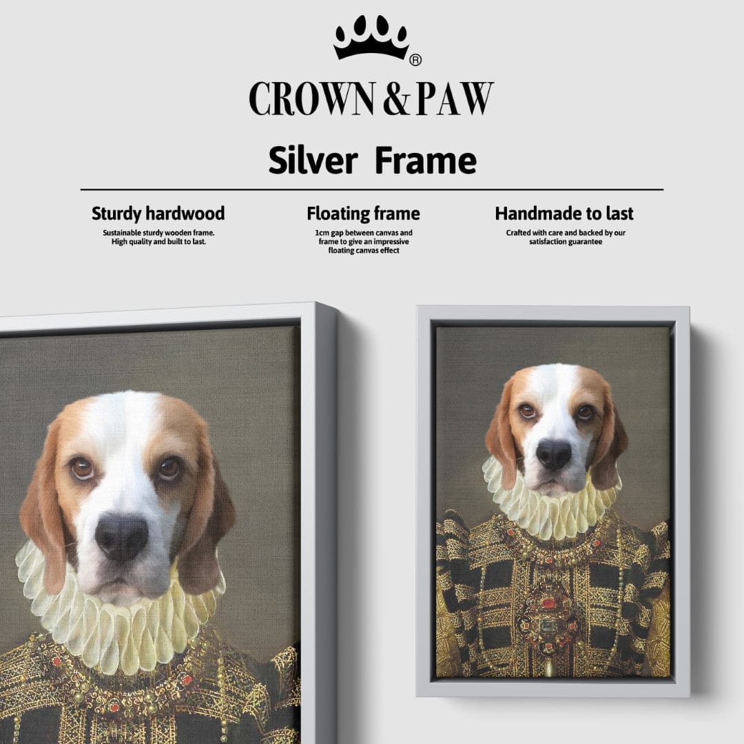"Crown and Paw - Canvas The Dame - Custom Pet Canvas 8"" x 10"" / Silver"