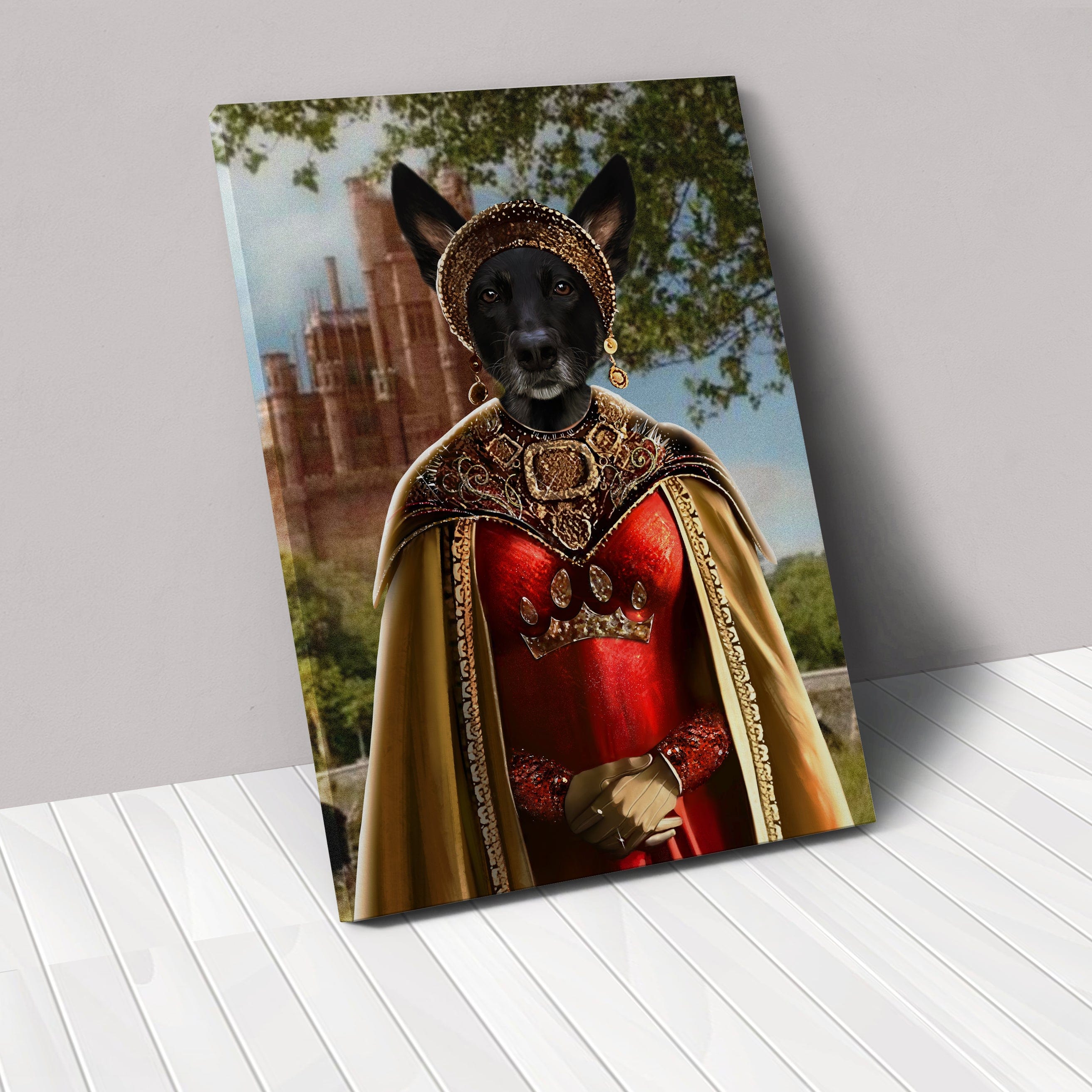 "Crown and Paw - Canvas The Dragon Princess - Custom Pet Canvas 8"" x 10"" / Castle 1"