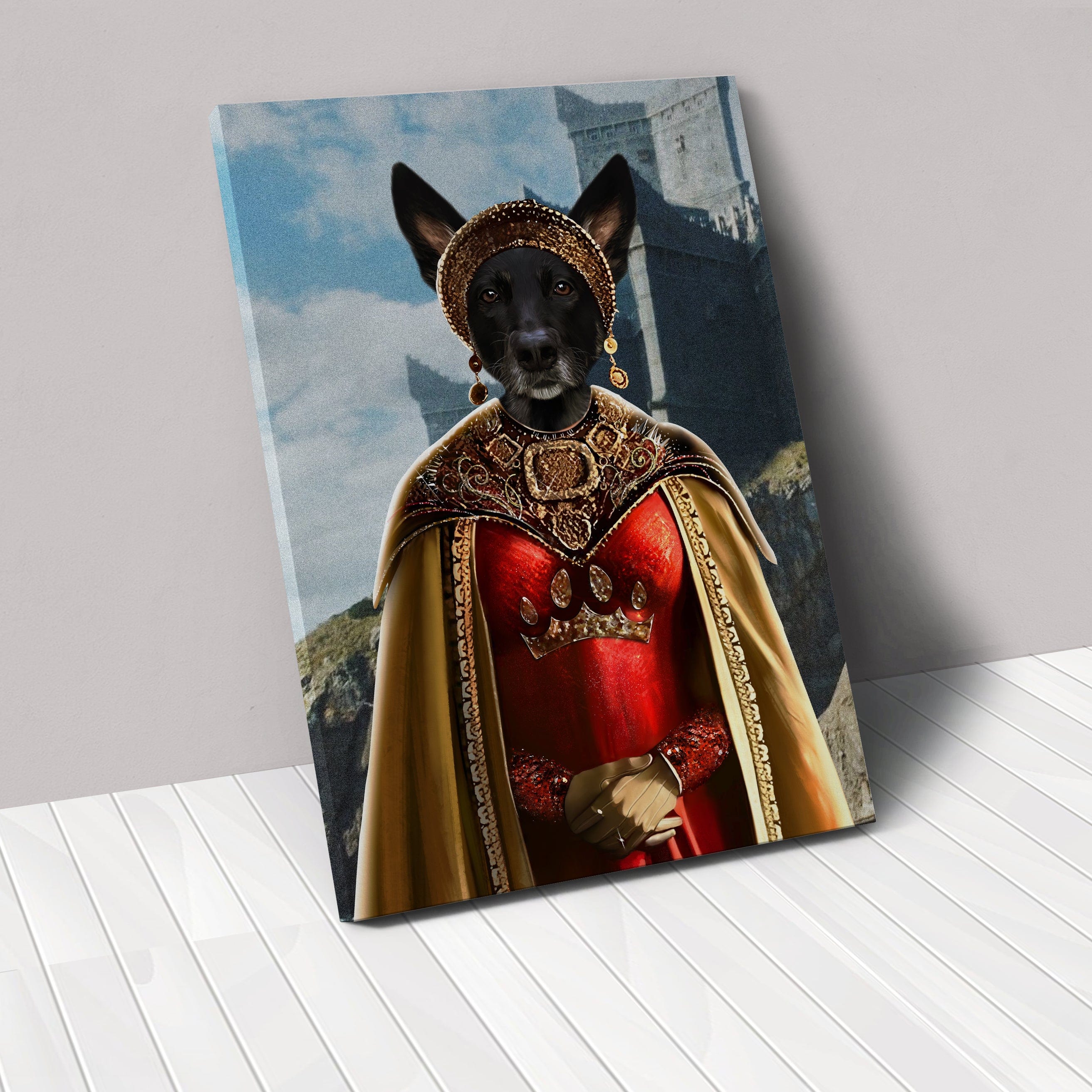 "Crown and Paw - Canvas The Dragon Princess - Custom Pet Canvas 8"" x 10"" / Castle 2"