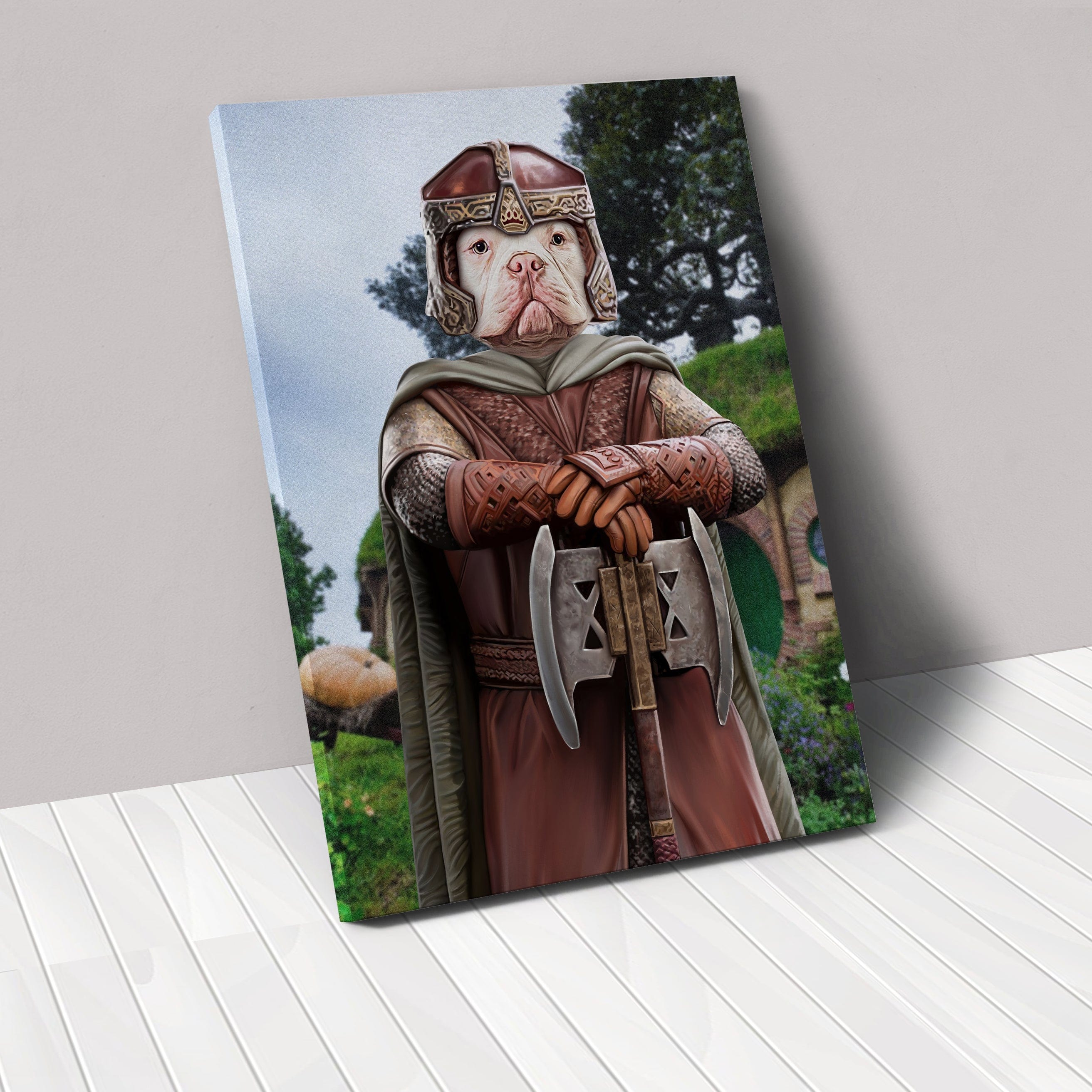 "Crown and Paw - Canvas The Dwarf - Custom Pet Canvas 12"" x 18"" / Background 2"