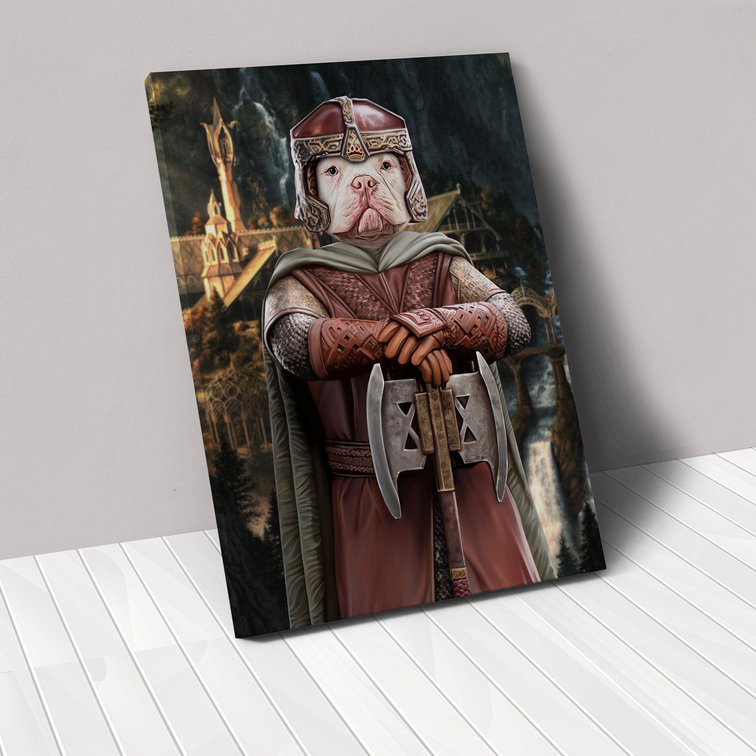 "Crown and Paw - Canvas The Dwarf - Custom Pet Canvas 12"" x 18"" / Background 3"