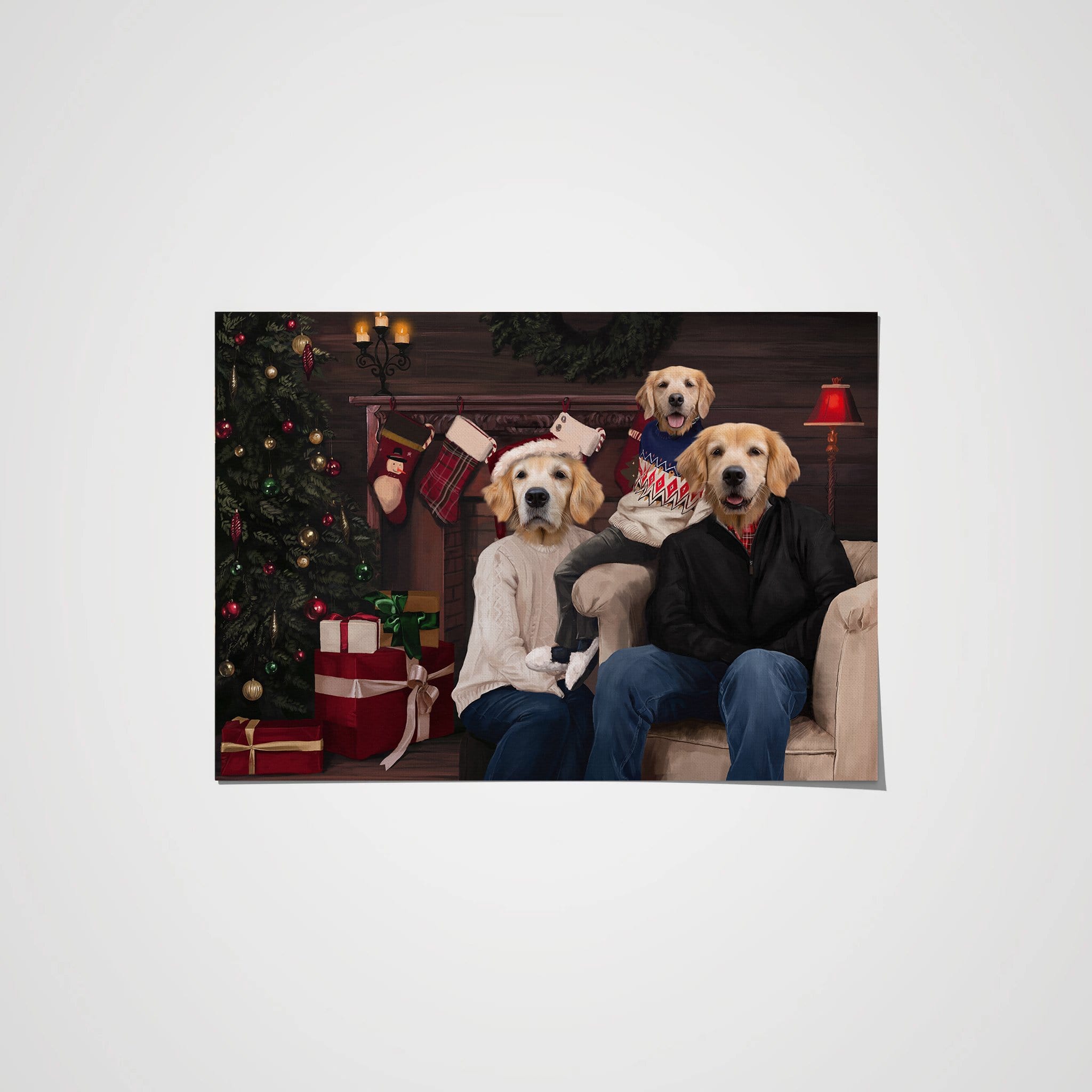 "Crown and Paw - Poster The Family Christmas (Three Pets) - Custom Pet Poster 8.3"" x 11.7"" / Family A"