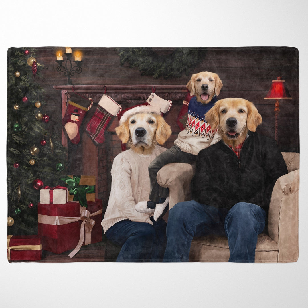 "Crown and Paw - Blanket The Family Christmas (Three Pets) - Custom Pet Blanket 30"" x 40"" / Family A"
