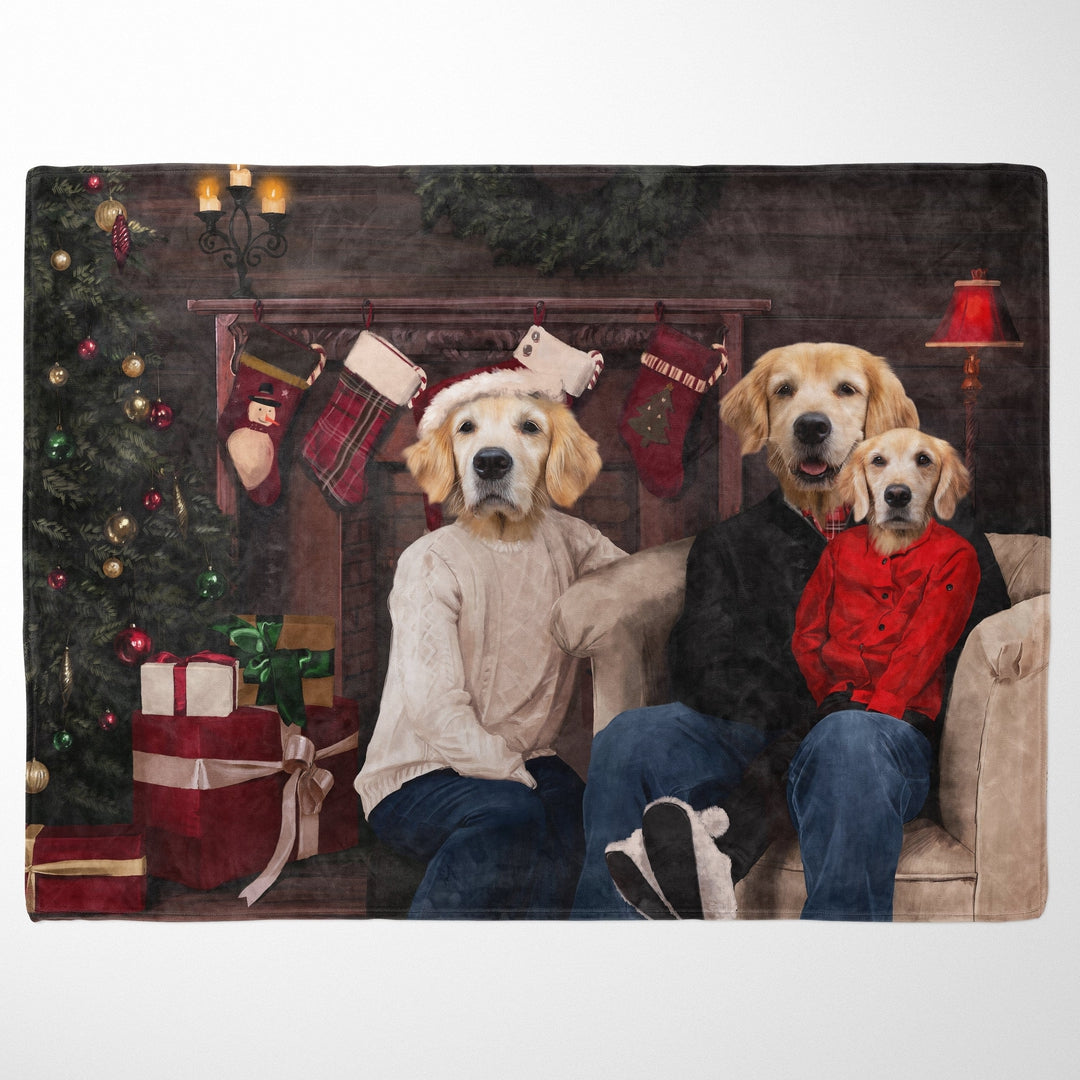 "Crown and Paw - Blanket The Family Christmas (Three Pets) - Custom Pet Blanket 30"" x 40"" / Family B"