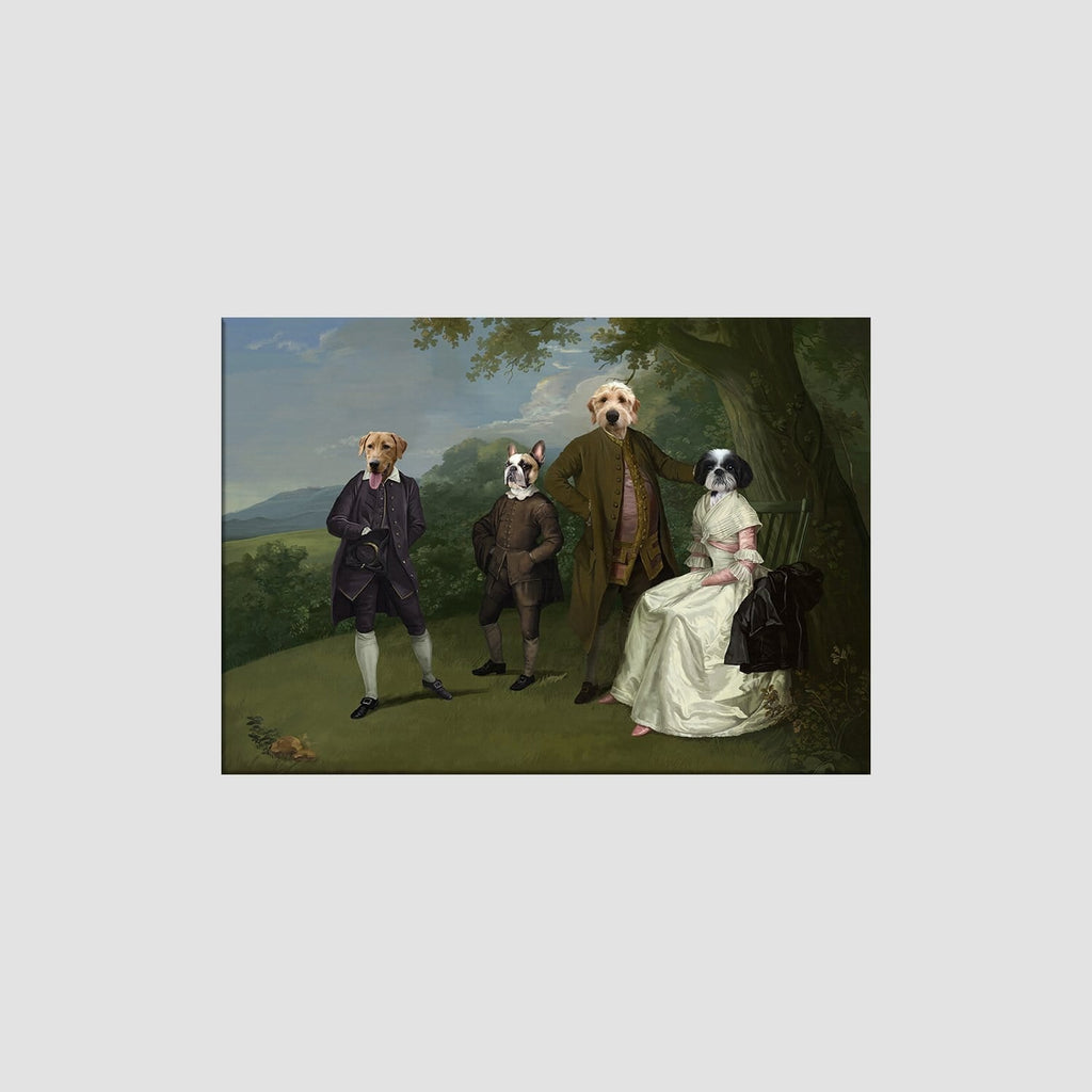 "Crown and Paw - Canvas The Family Picnic (Four Pets) - Custom Pet Canvas 8"" x 10"" / Family C"
