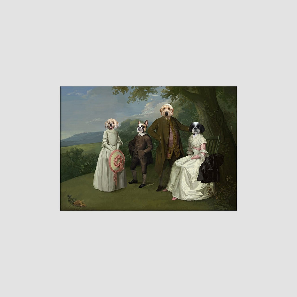 "Crown and Paw - Canvas The Family Picnic (Four Pets) - Custom Pet Canvas 8"" x 10"" / Family E"