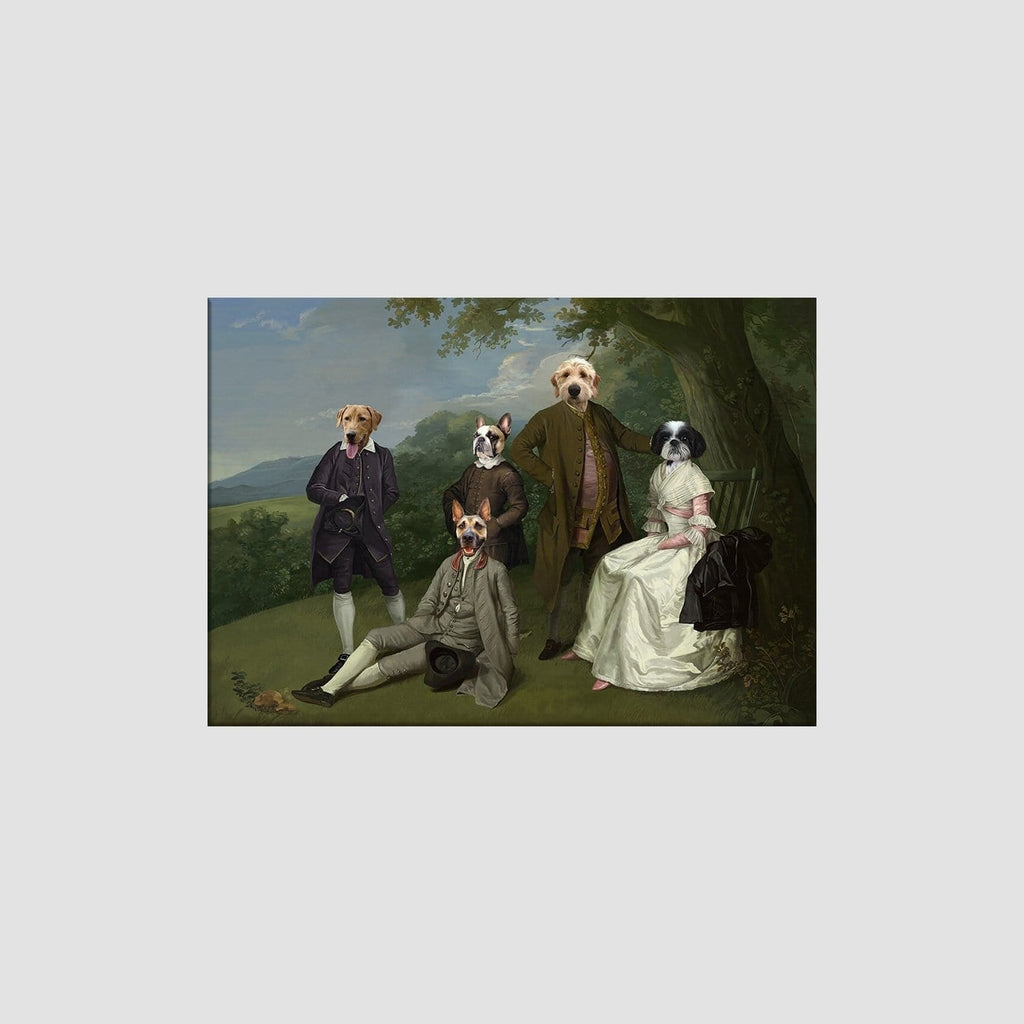 "Crown and Paw - Canvas The Family Picnic (Five Pets) - Custom Pet Canvas 8"" x 10"" / Family C"