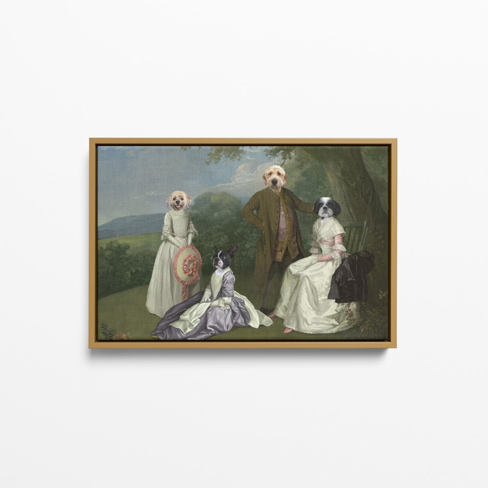 The Family Picnic (Four Pets) - Custom Pet Canvas