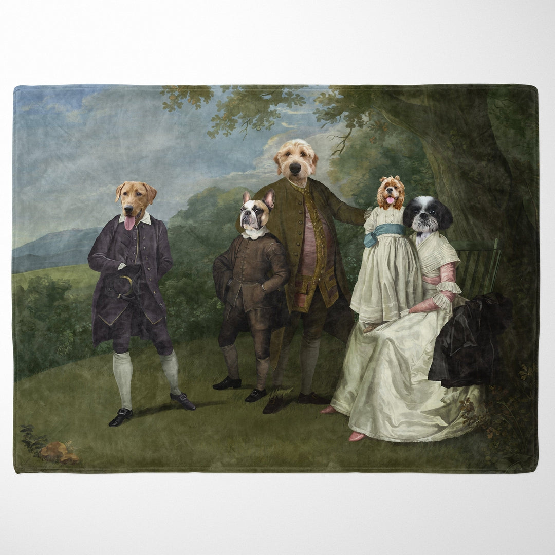 "Crown and Paw - Blanket The Family Picnic (Five Pets) - Custom Pet Blanket 30"" x 40"" / Family A"