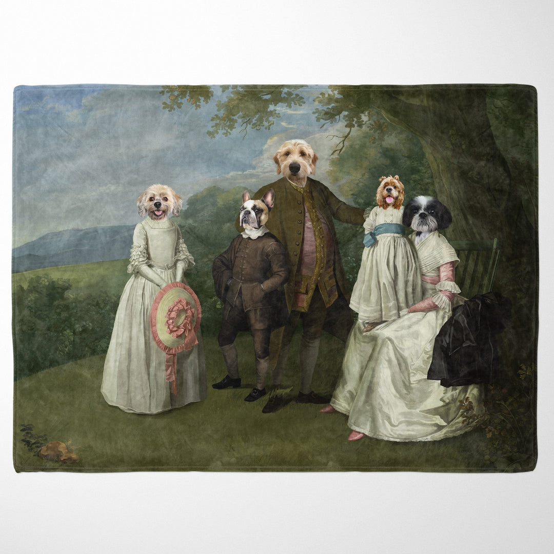 "Crown and Paw - Blanket The Family Picnic (Five Pets) - Custom Pet Blanket 30"" x 40"" / Family B"