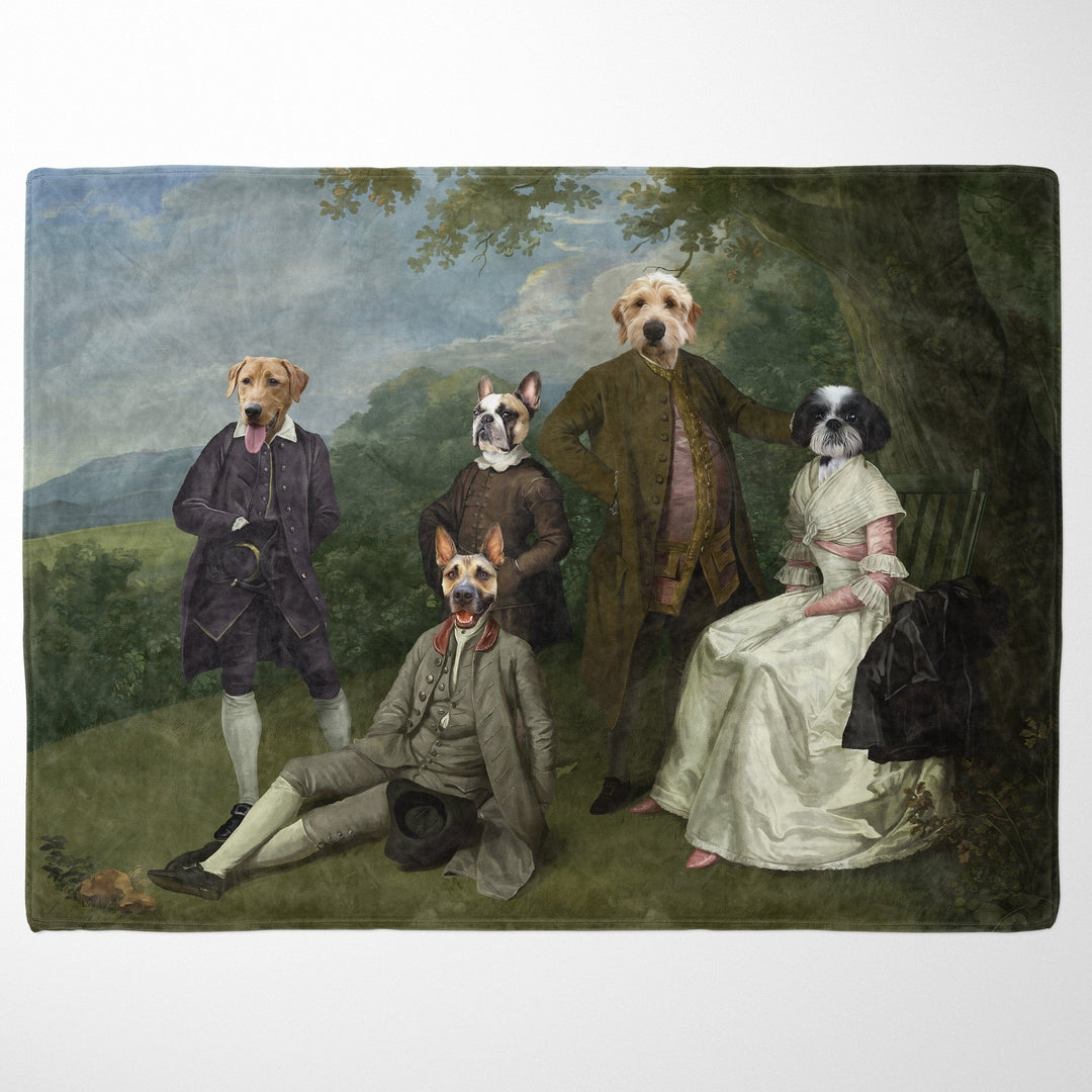 "Crown and Paw - Blanket The Family Picnic (Five Pets) - Custom Pet Blanket 30"" x 40"" / Family C"
